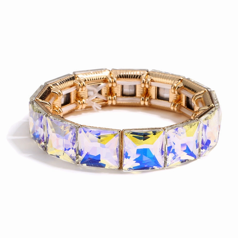 Wholesale Crystal Glass Stretch Alloy Rhinestone Bracelet