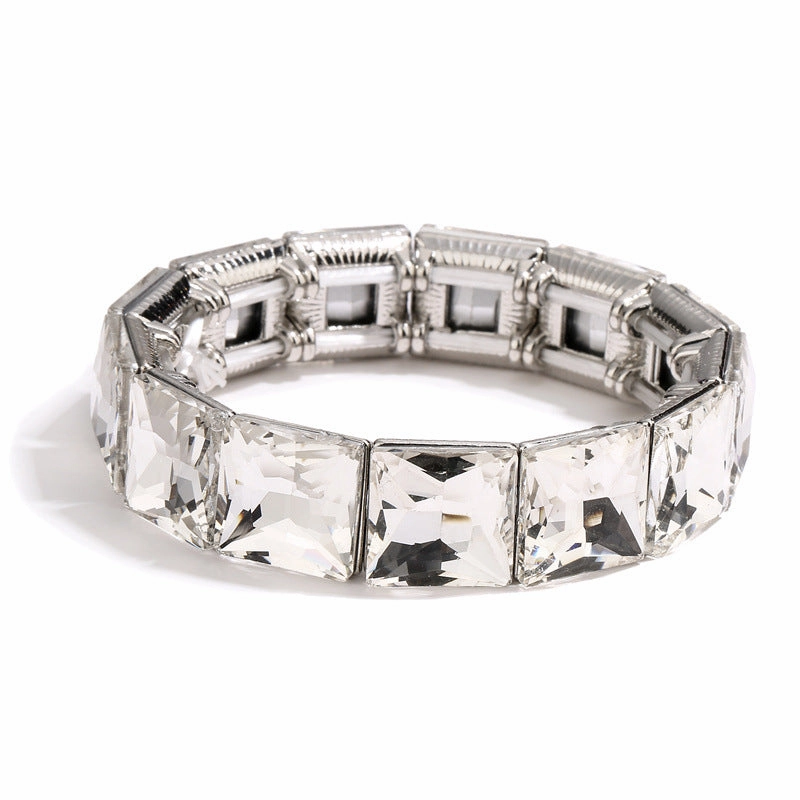 Wholesale Crystal Glass Stretch Alloy Rhinestone Bracelet