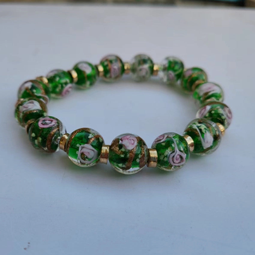 Wholesale Crystal Gold Sand Bead Luminous Glass Bracelet