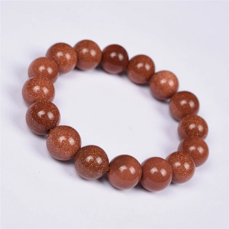 Wholesale Crystal gold sandstone single circle round bead bracelet for men and women simple and fashionable bracelet