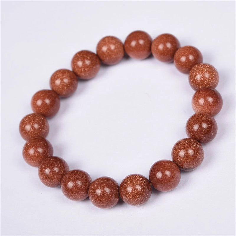 Wholesale Crystal gold sandstone single circle round bead bracelet for men and women simple and fashionable bracelet