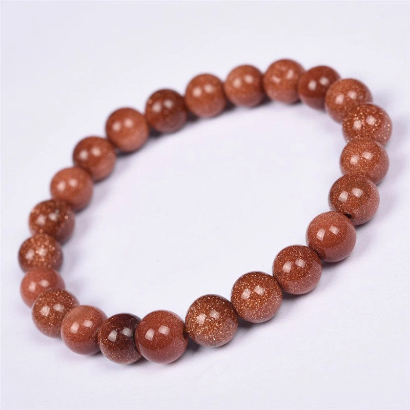 Wholesale Crystal gold sandstone single circle round bead bracelet for men and women simple and fashionable bracelet