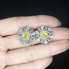 Wholesale Crystal Micropaved Flower Stud Earrings