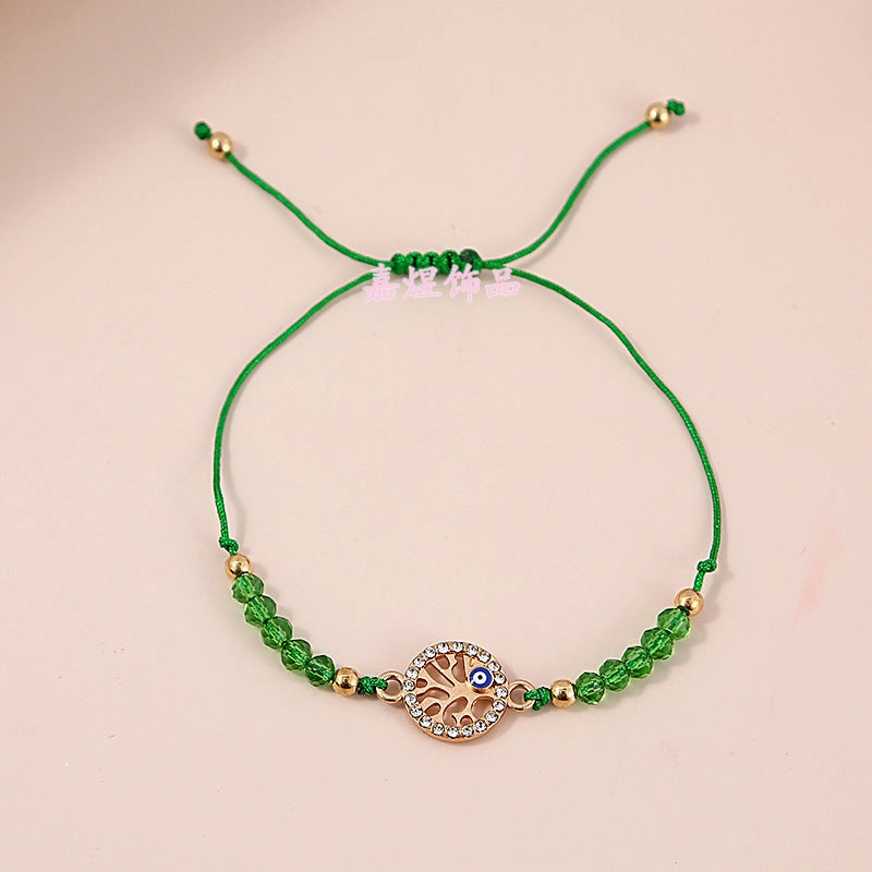 Wholesale Crystal Oil Drip Demon Eye Alloy Bracelet Set of 12