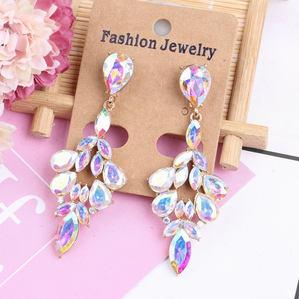 Wholesale Crystal Rhombus Zinc Alloy Earrings