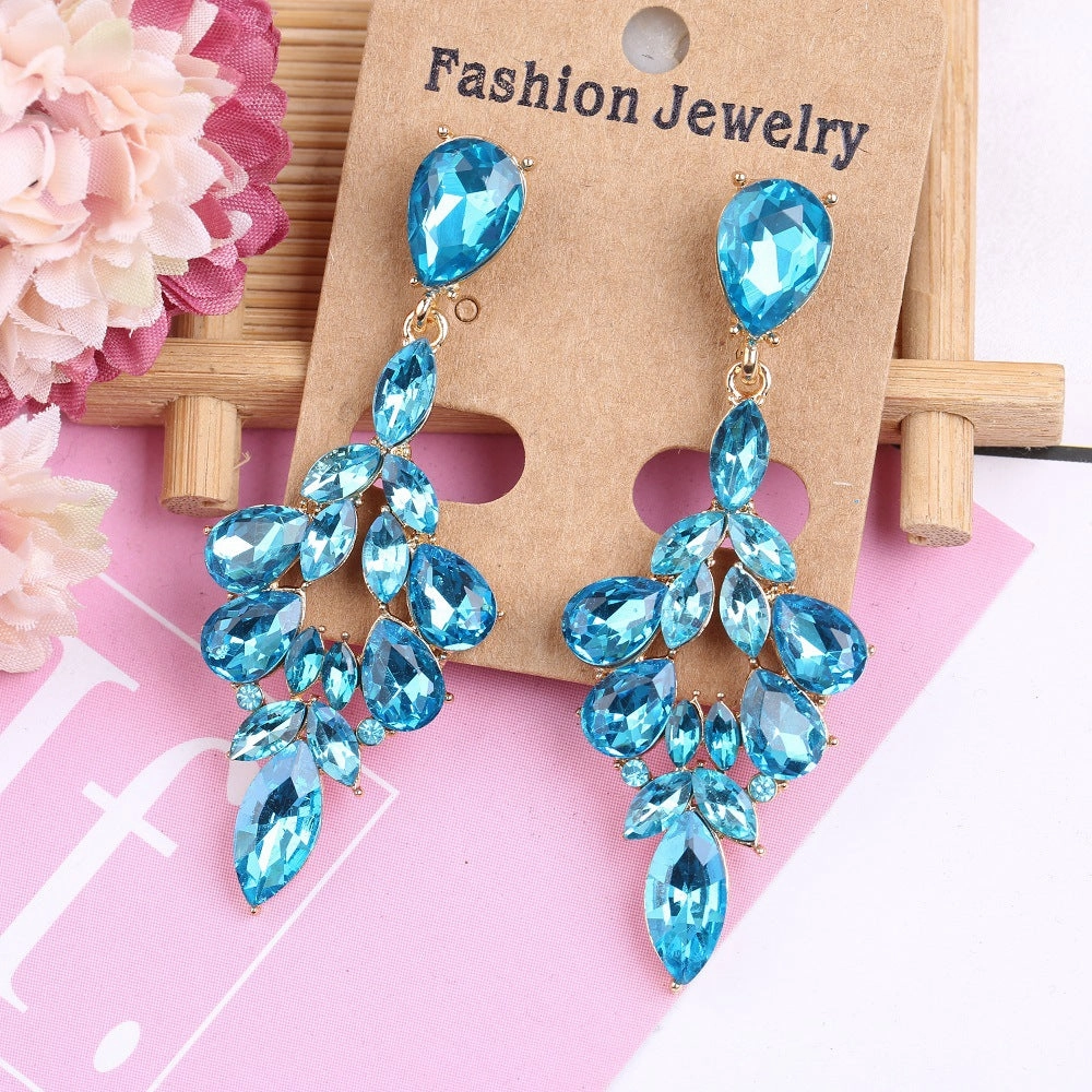 Wholesale Crystal Rhombus Zinc Alloy Earrings