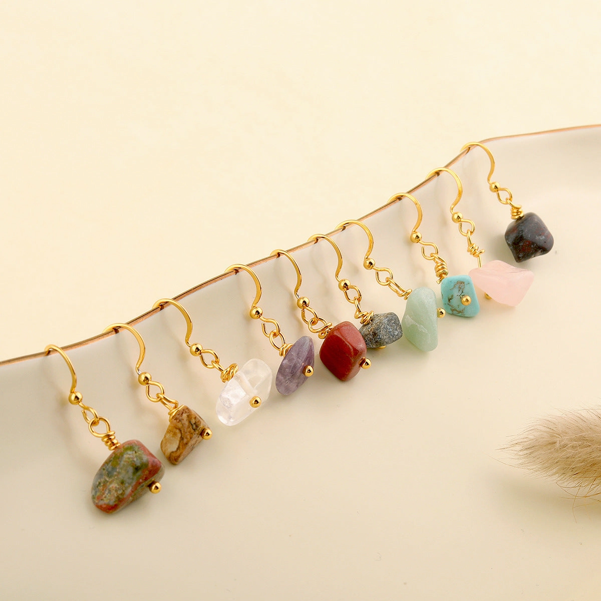 Wholesale Crystal Rough Stainless Steel Earrings