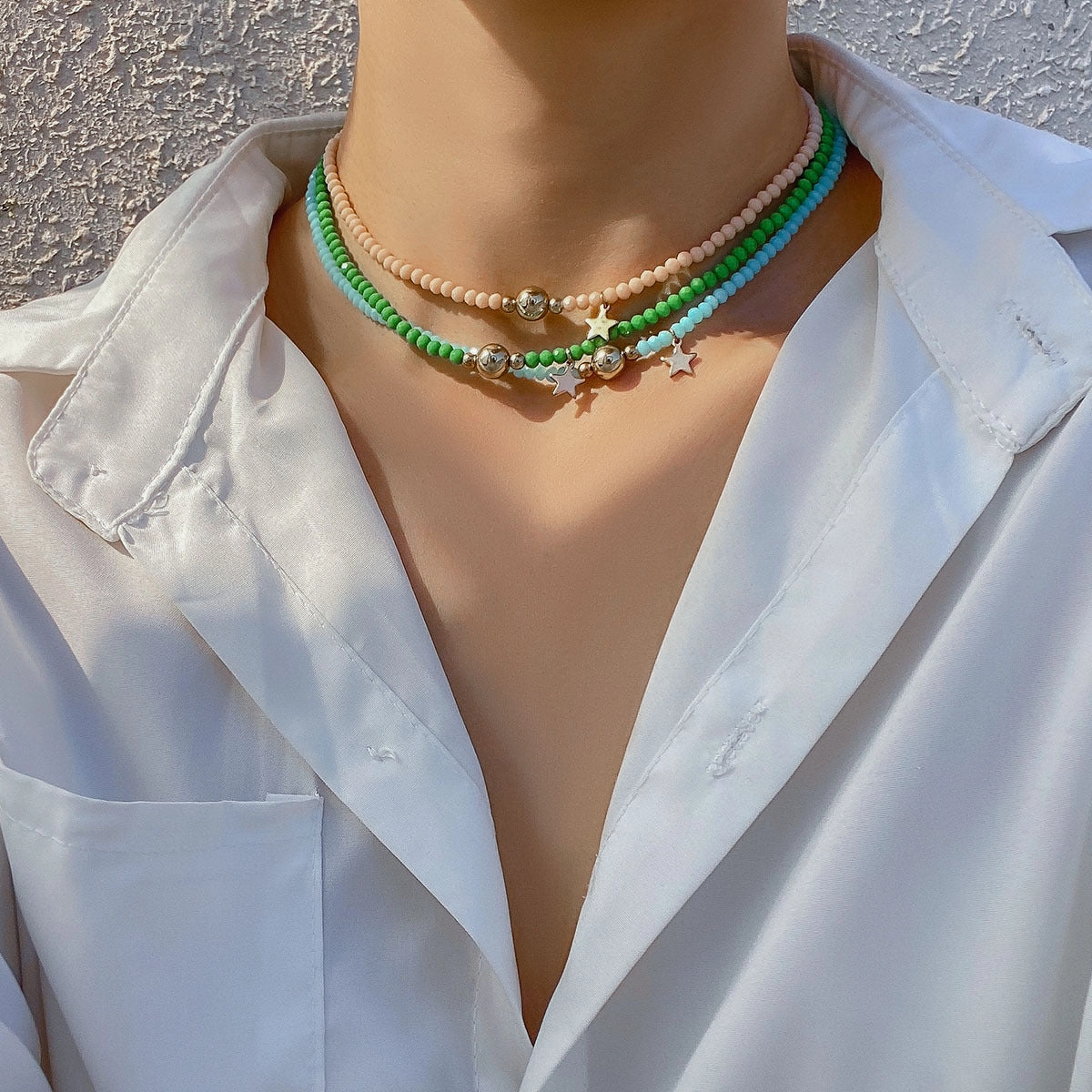 Wholesale Crystal Star Resin Necklace