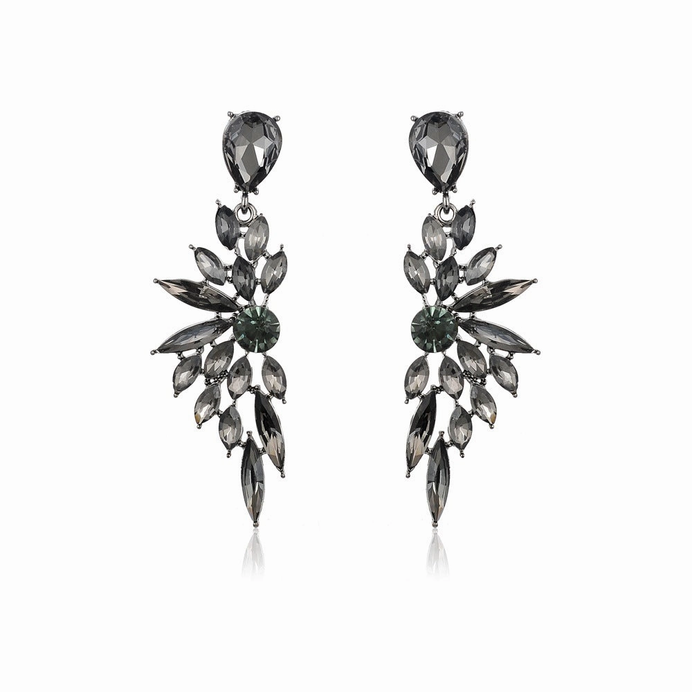 Wholesale Crystal Symmetrical Wings Zinc Alloy Earrings