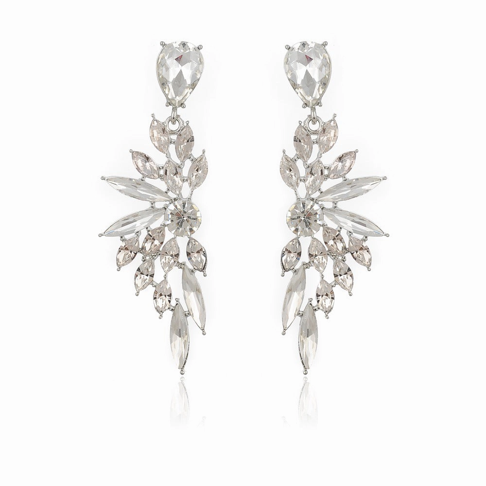 Wholesale Crystal Symmetrical Wings Zinc Alloy Earrings