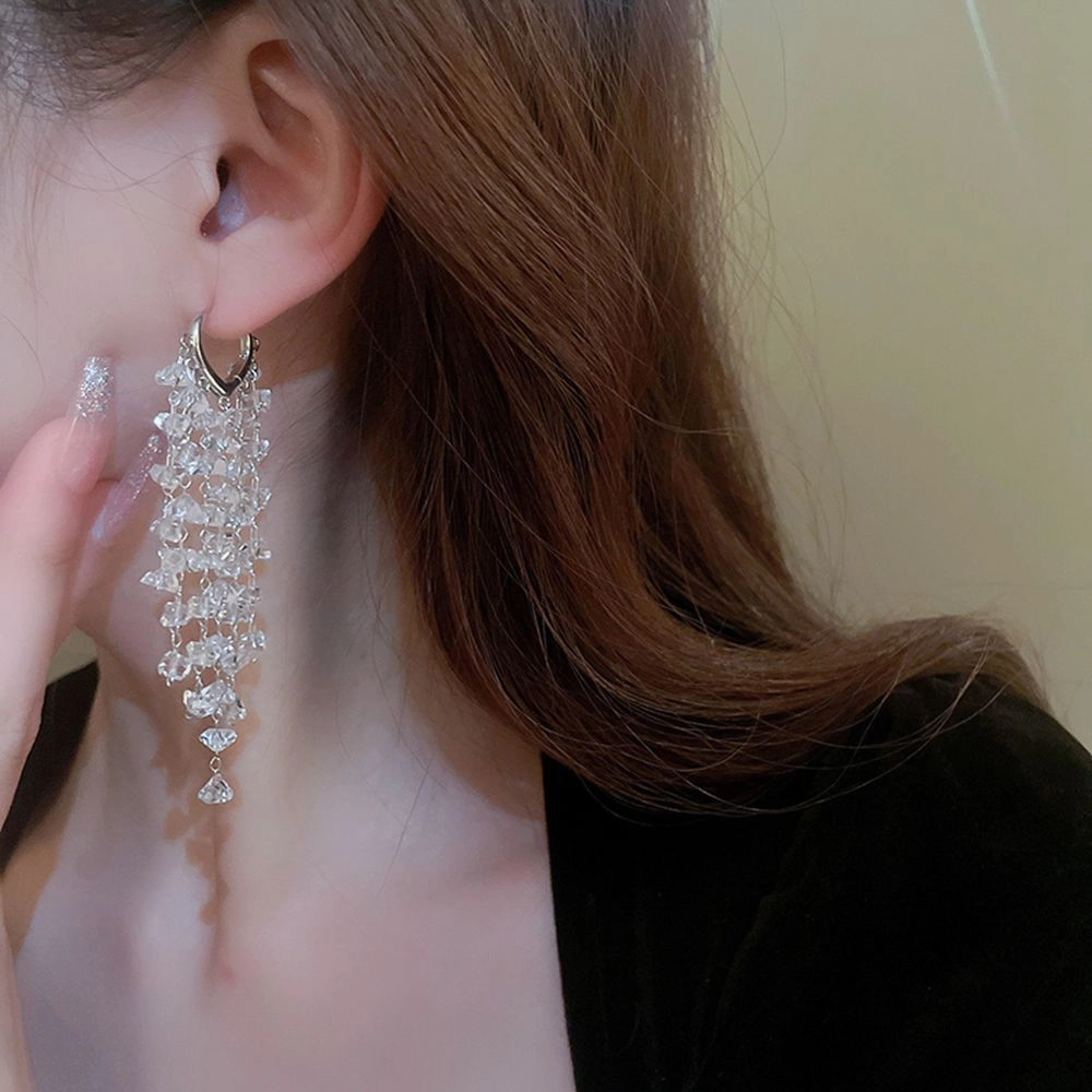 Wholesale Crystal Tassel Long Length Earrings