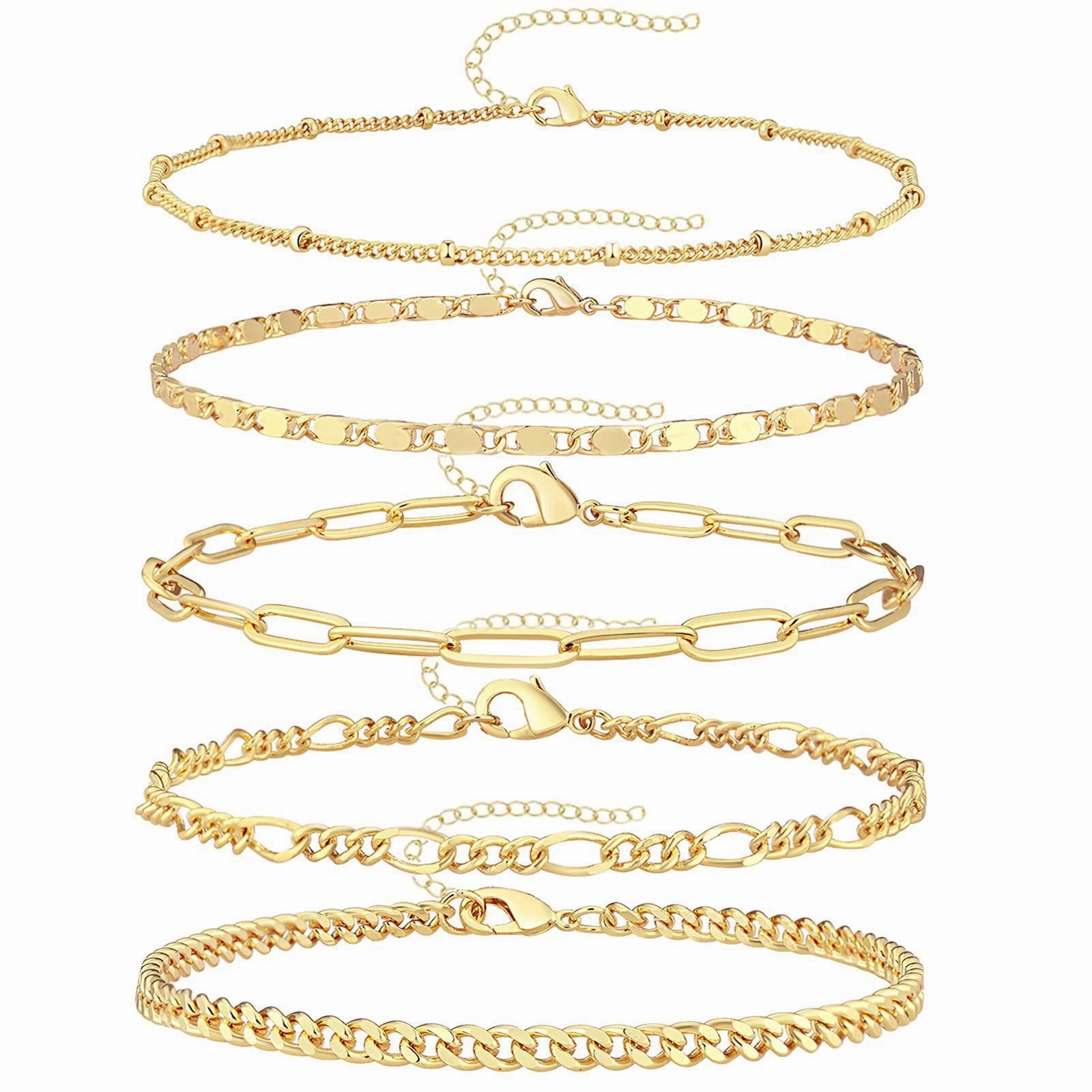 Wholesale Cuban Chain Figaro Chain Paperclip Chain Combination Bracelet