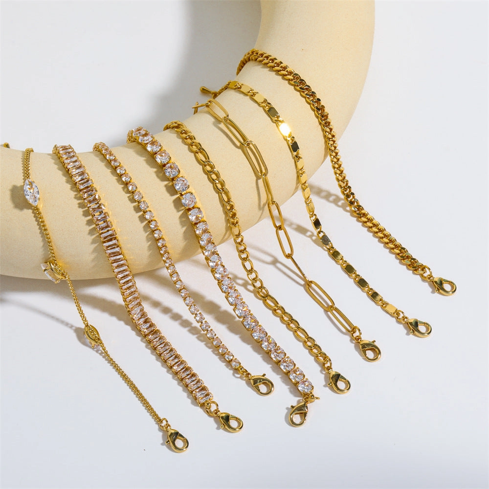 Wholesale Cuban Chain Figaro Chain Paperclip Chain Combination Bracelet