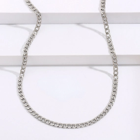 Wholesale Cuban Chain Silver Necklace Titanium Steel