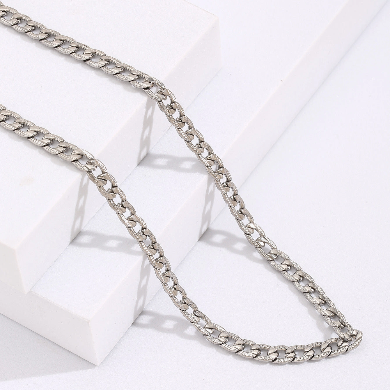 Wholesale Cuban Chain Silver Necklace Titanium Steel