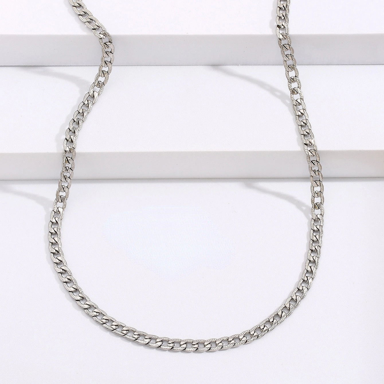 Wholesale Cuban Chain Silver Necklace Titanium Steel