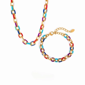 Wholesale Cuban Thick Chain Necklace Bracelet Jewelry Set