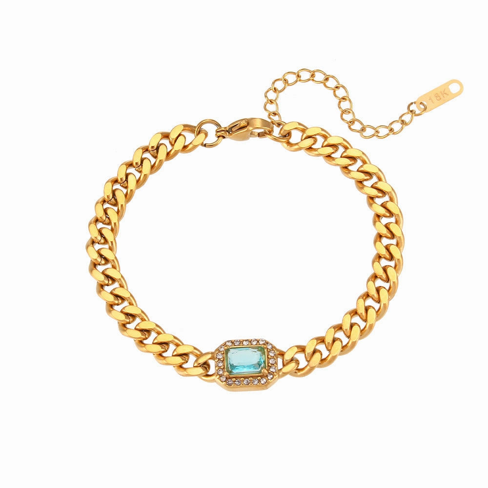 Wholesale  Cuban Zircon Stainless Steel Bracelet