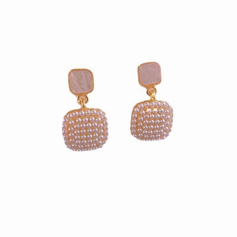 Wholesale Cube Pearl Alloy Earrings
