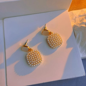 Wholesale Cube Pearl Alloy Earrings