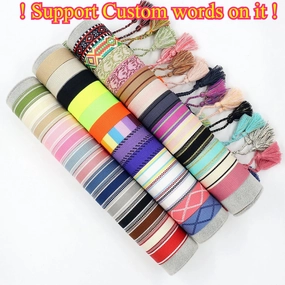 Wholesale Custom Embroidered Tassel Woven DIY Polyester Bracelet !Please Contact Us WhatsApp: 86 151 6820 1735 Custom Service for Help