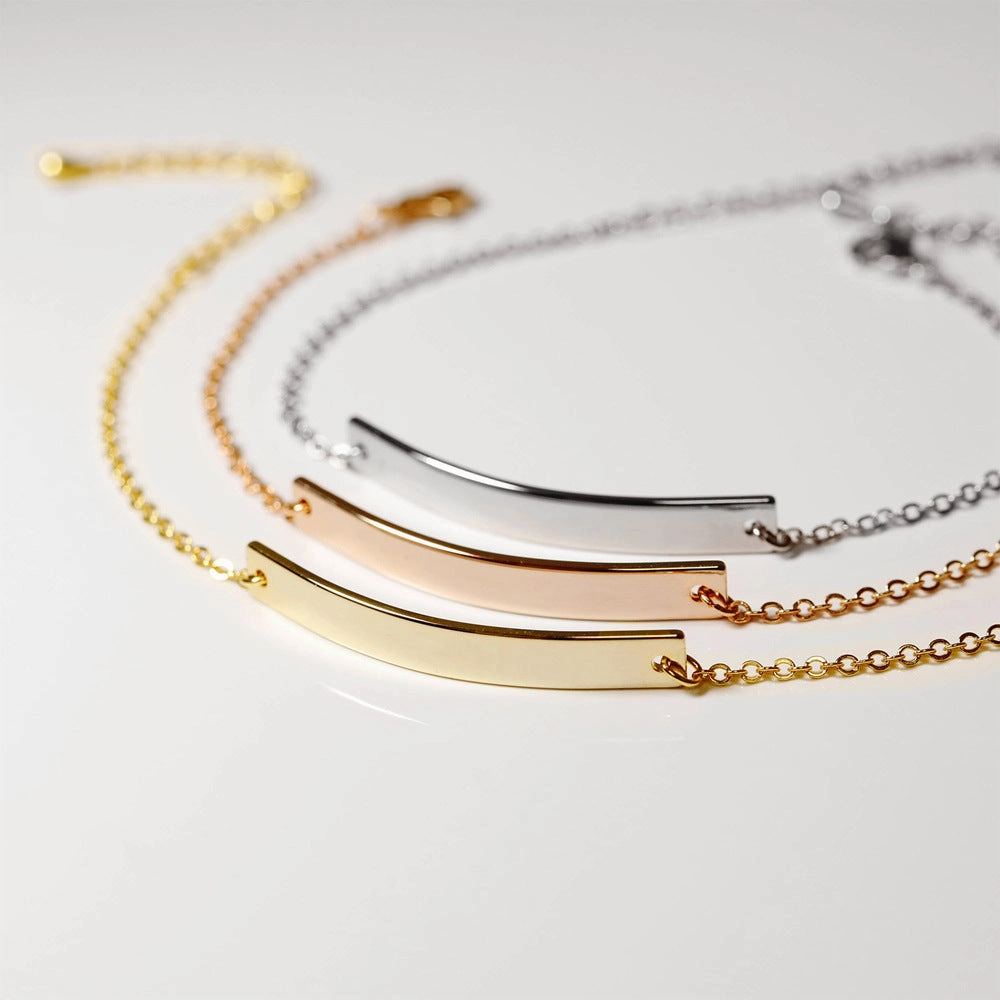 Wholesale Custom Engraved Adjustable Chain with Curved Stainless Steel Bracelets !Please Contact Us WhatsApp: 86 151 6820 1735 Custom Service for Help