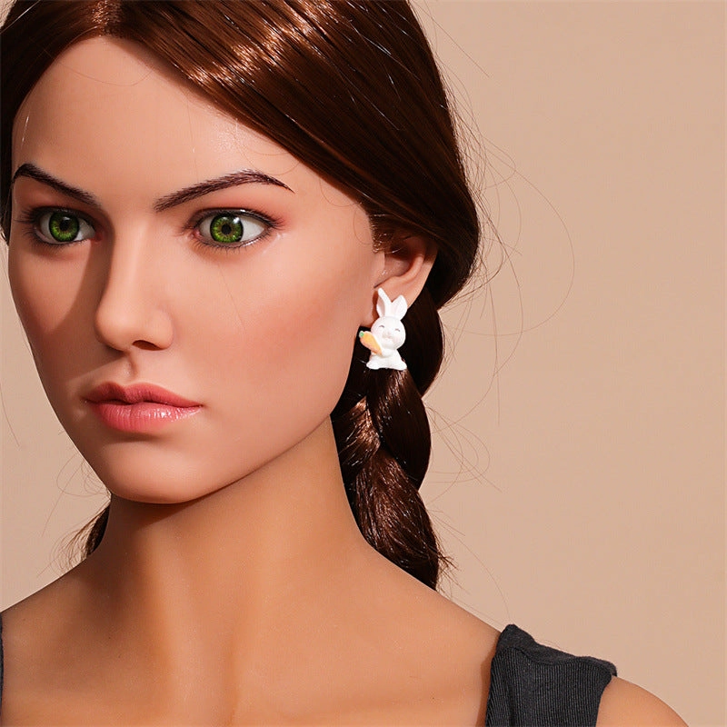 Wholesale Cute Animals Cartoon Flocking Earrings