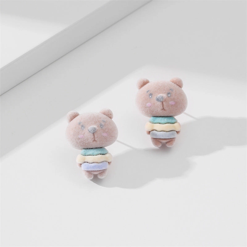Wholesale Cute Animals Cartoon Flocking Earrings