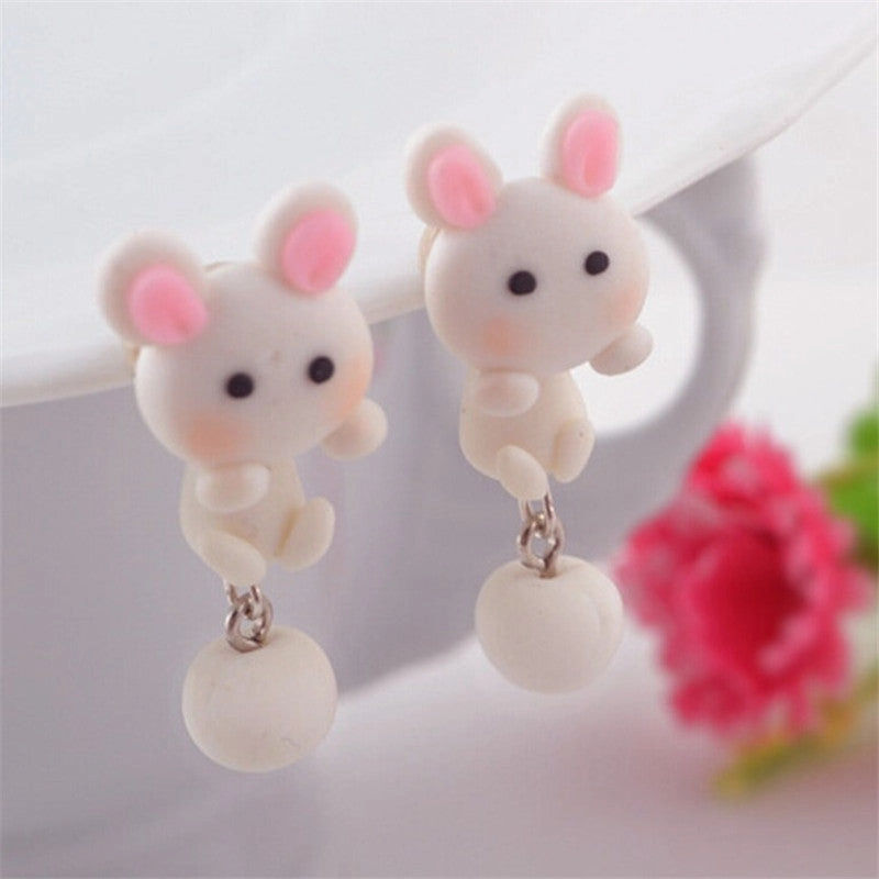 Wholesale Cute Animals Soft Pottery Clay Earrings