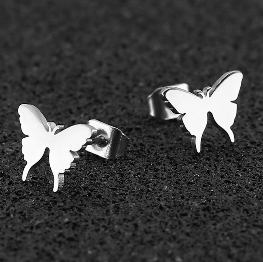 Wholesale Cute Butterfly Stainless Steel Ear Studs