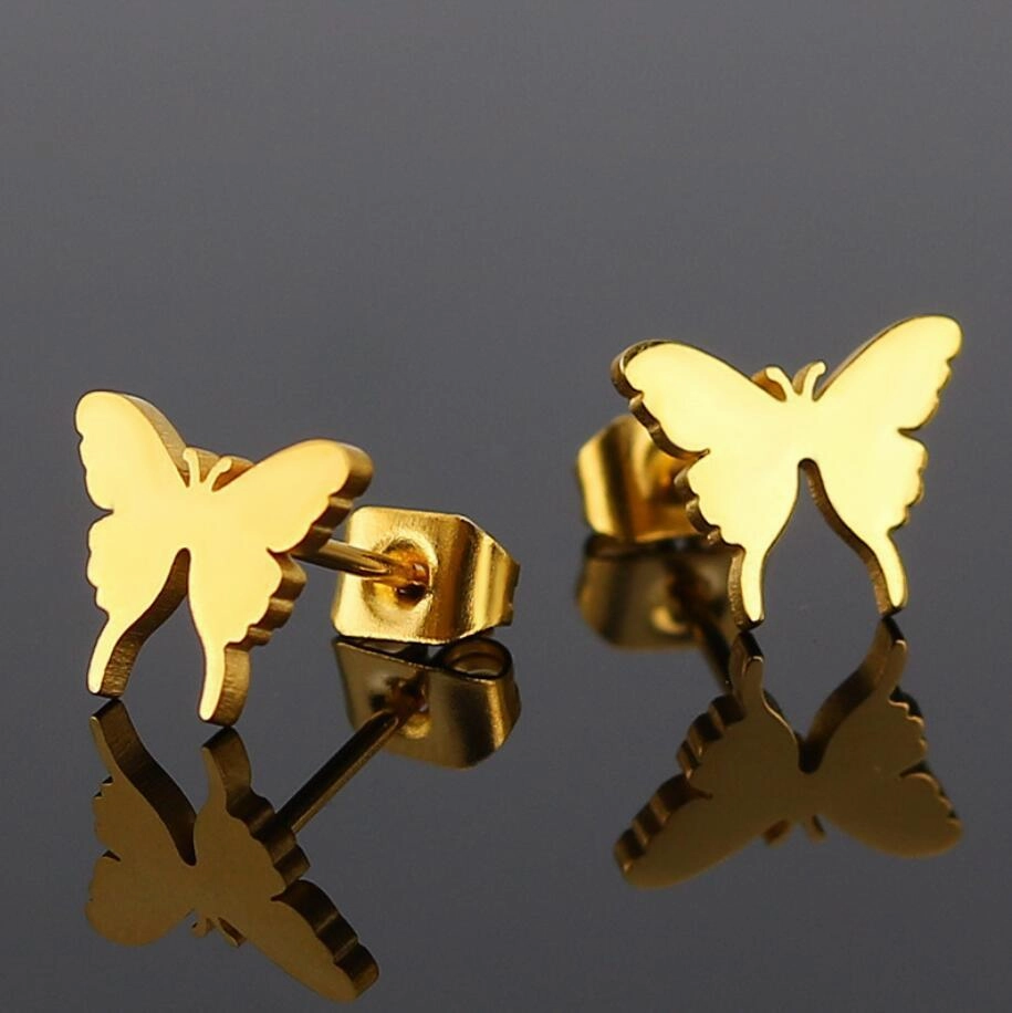 Wholesale Cute Butterfly Stainless Steel Ear Studs