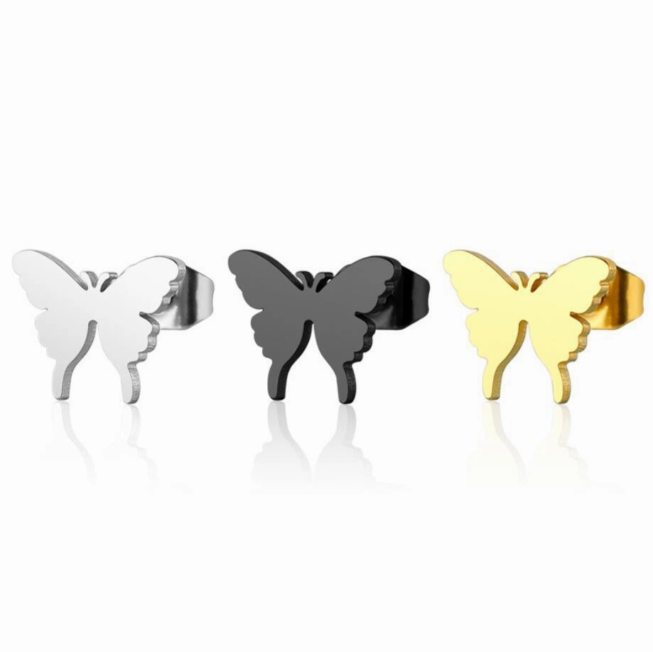 Wholesale Cute Butterfly Stainless Steel Ear Studs