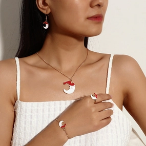 Wholesale Cute Cartoon Santa Claus Retro Christmas  Alloy Necklace Set