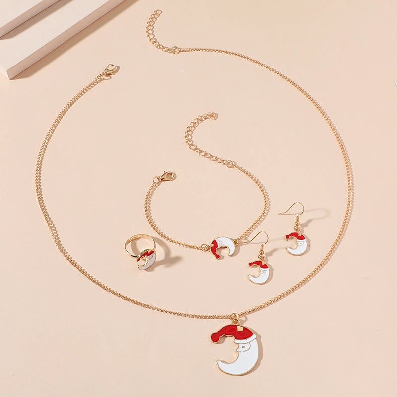 Wholesale Cute Cartoon Santa Claus Retro Christmas  Alloy Necklace Set