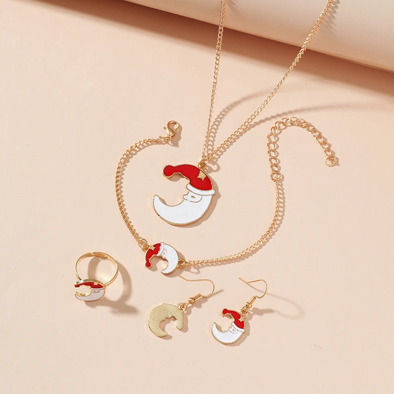 Wholesale Cute Cartoon Santa Claus Retro Christmas  Alloy Necklace Set