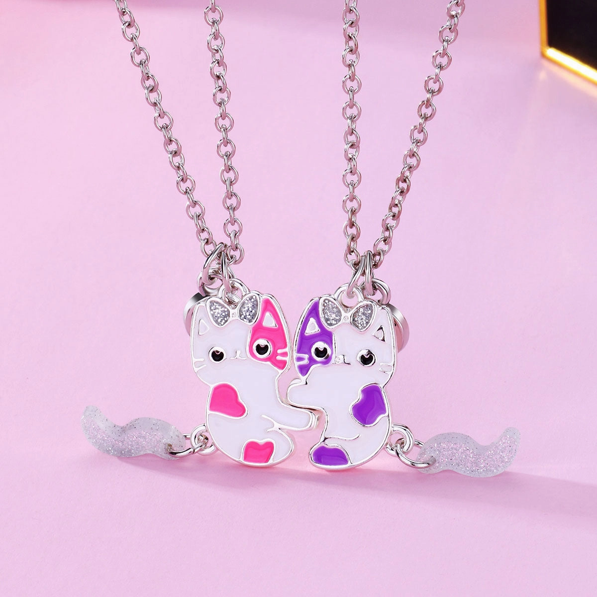 Wholesale Cute Cat Magnet Alloy Necklace Set