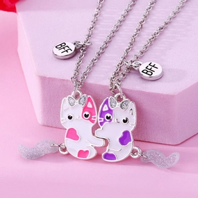 Wholesale Cute Cat Magnet Alloy Necklace Set