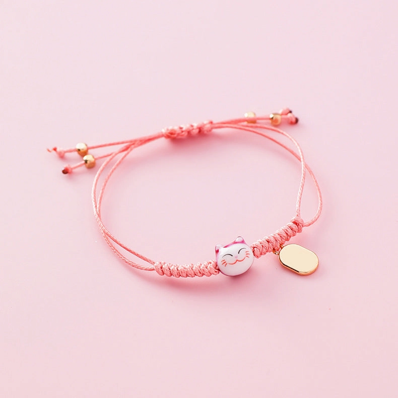 Wholesale Cute Ceramic Kitten Alloy Bracelet
