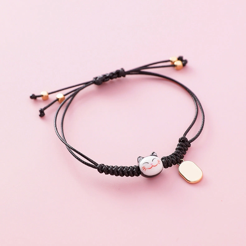 Wholesale Cute Ceramic Kitten Alloy Bracelet