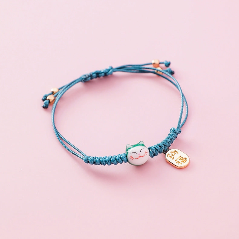 Wholesale Cute Ceramic Kitten Alloy Bracelet