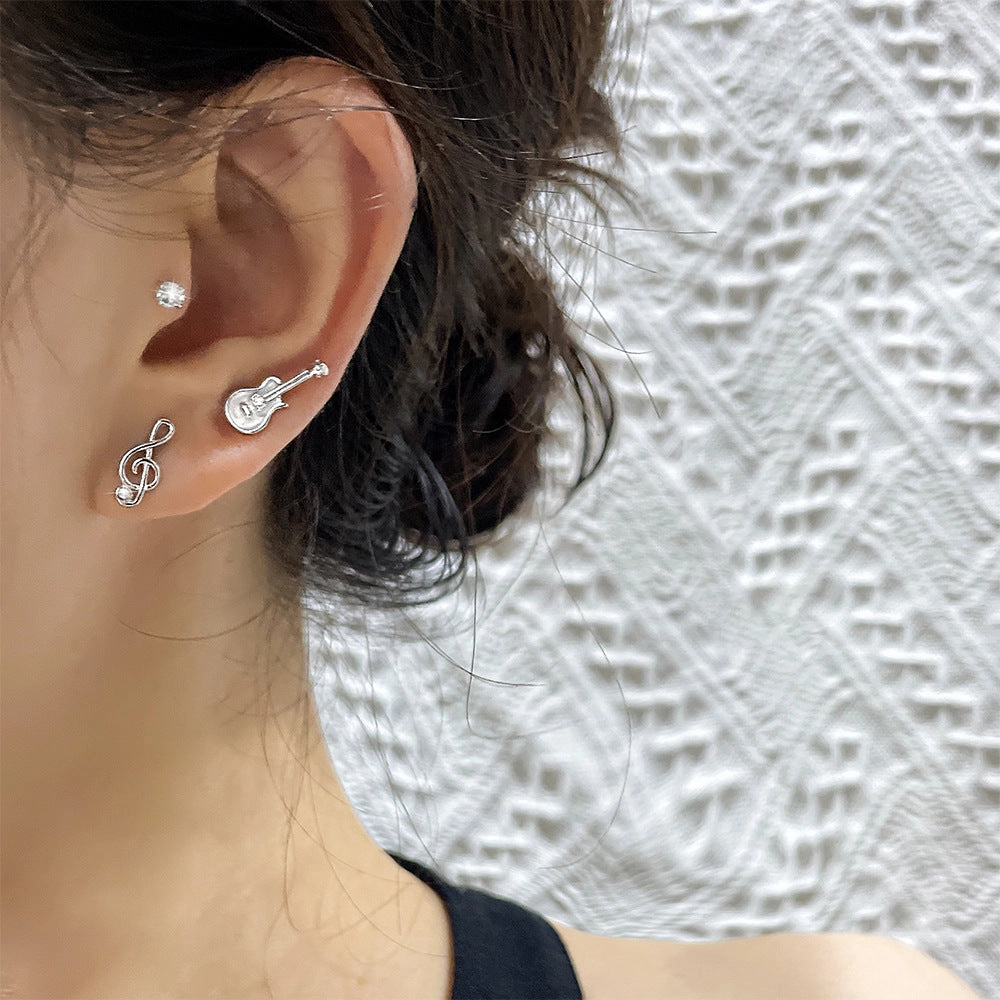 Wholesale Cute Guitar Notes Copper Earrings
