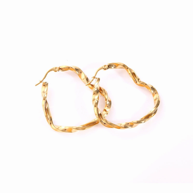Wholesale Cute Heart Twist Twisted Stainless Steel Earrings