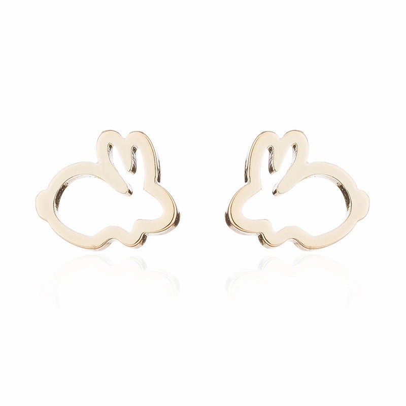 Wholesale Cute Hollow Rabbit Stainless steel Ear Studs