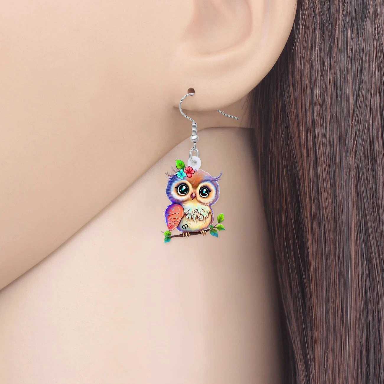 Wholesale Cute Owl Acrylic Earrings