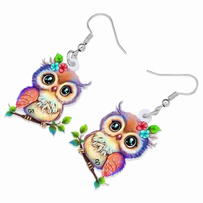 Wholesale Cute Owl Acrylic Earrings