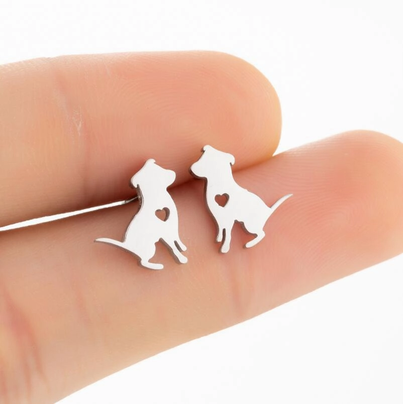 Wholesale Cute Puppy Stainless Steel Ear Studs