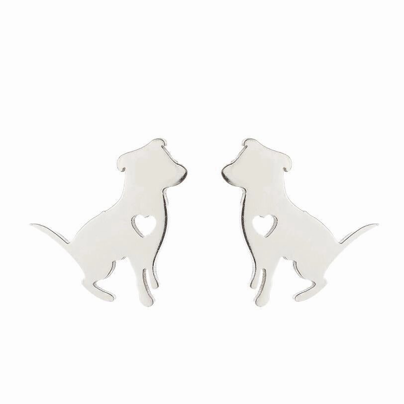 Wholesale Cute Puppy Stainless Steel Ear Studs