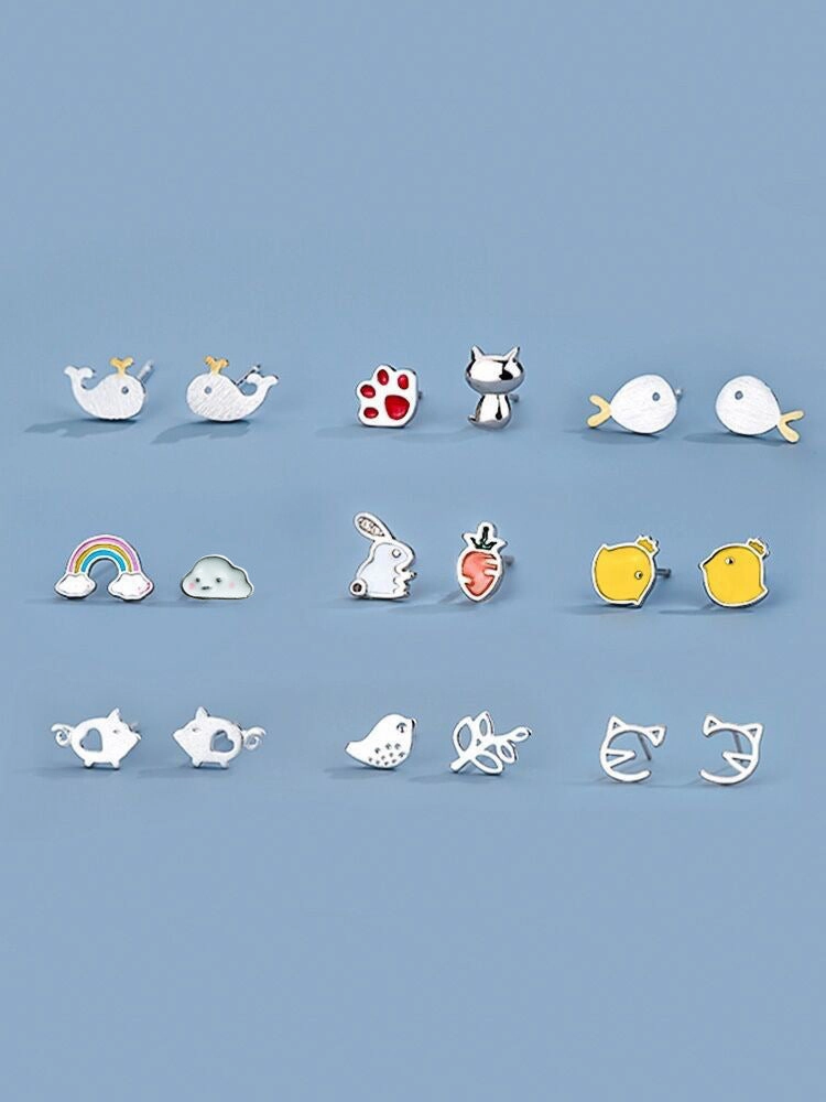 Wholesale Cute Rabbit 925 Sterling Silver Earrings