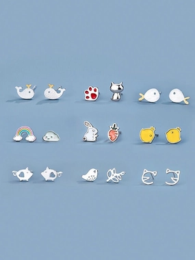 Wholesale Cute Rabbit 925 Sterling Silver Earrings