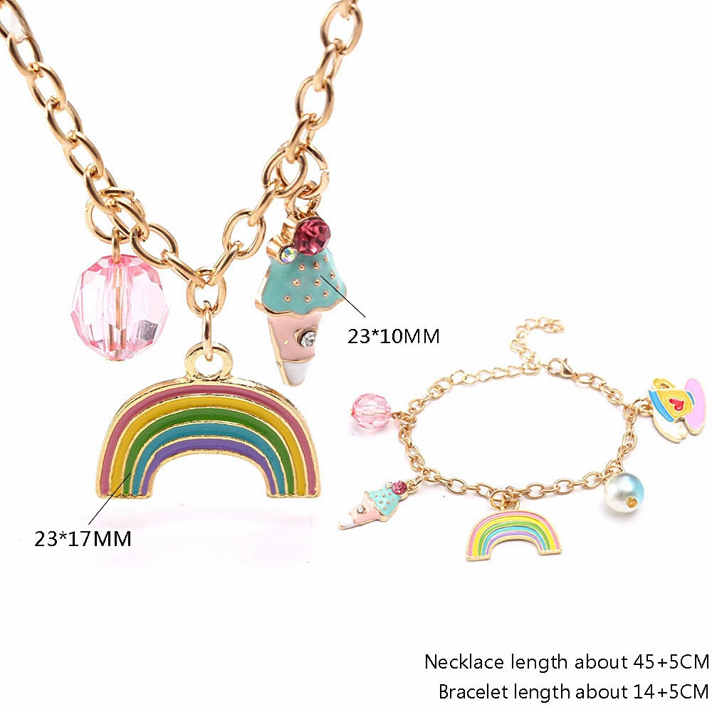 Wholesale Cute Rainbow Drip Oil Alloy Pendant Bracelet